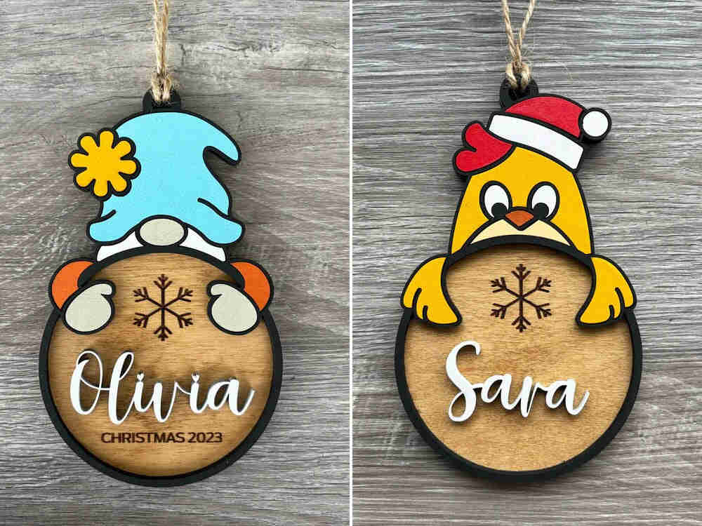 Personalized Name Christmas Ornament - Handmade Wooden Gift for 2023