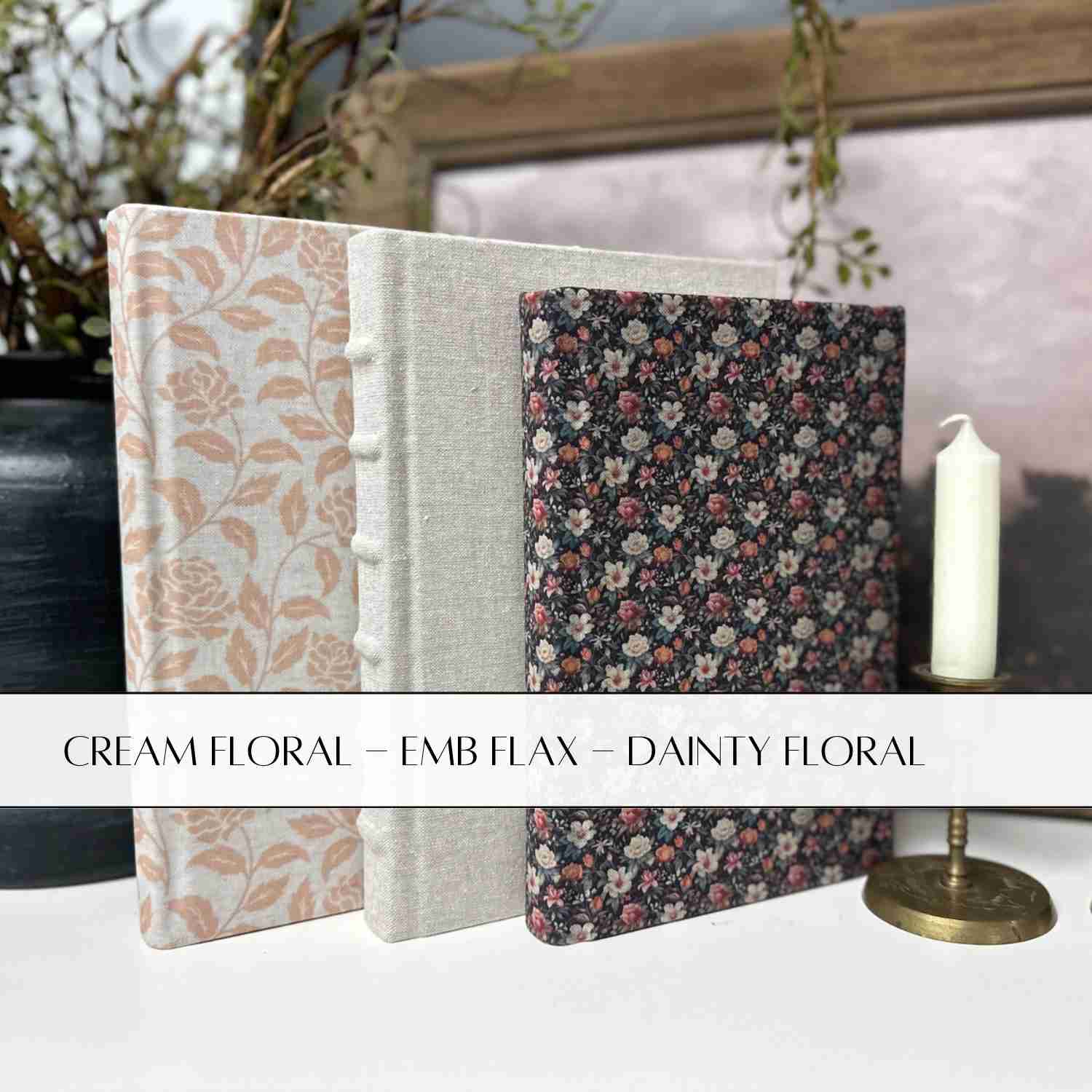 Dainty Floral Fabric Wrapped Books for Home Decor