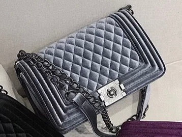 Luxury Quilted Velvet Crossbody Handbag
