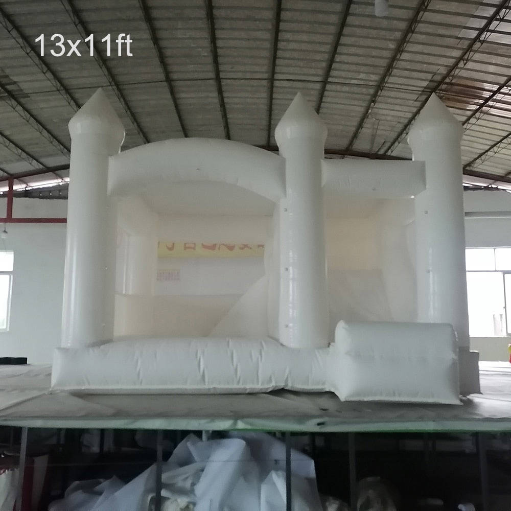 White Wedding Bounce House with Slide - Customizable Inflatable Jumper Castle for Parties