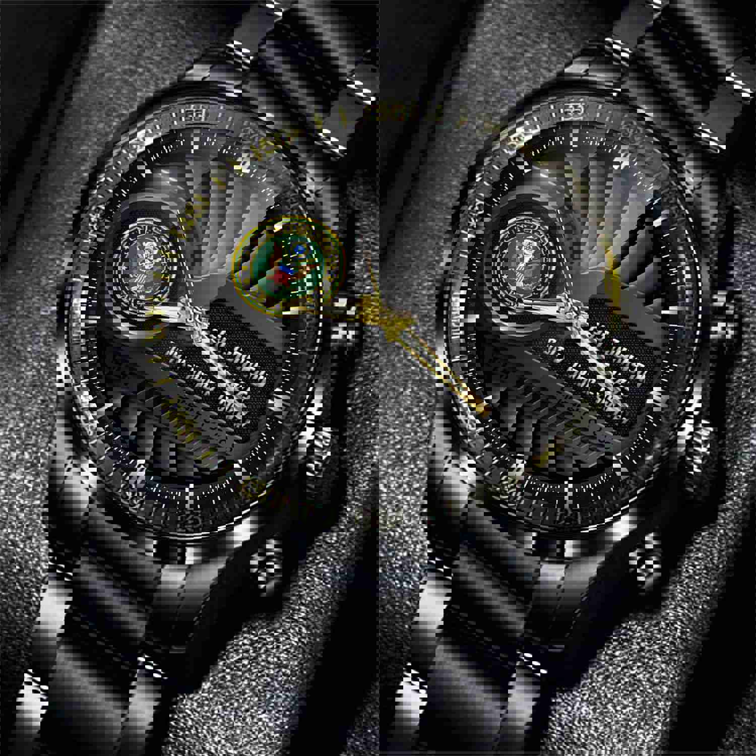 United States Army Emblem Watch - Duty Honor Country Black Fashion Watch Custom US Army Gift