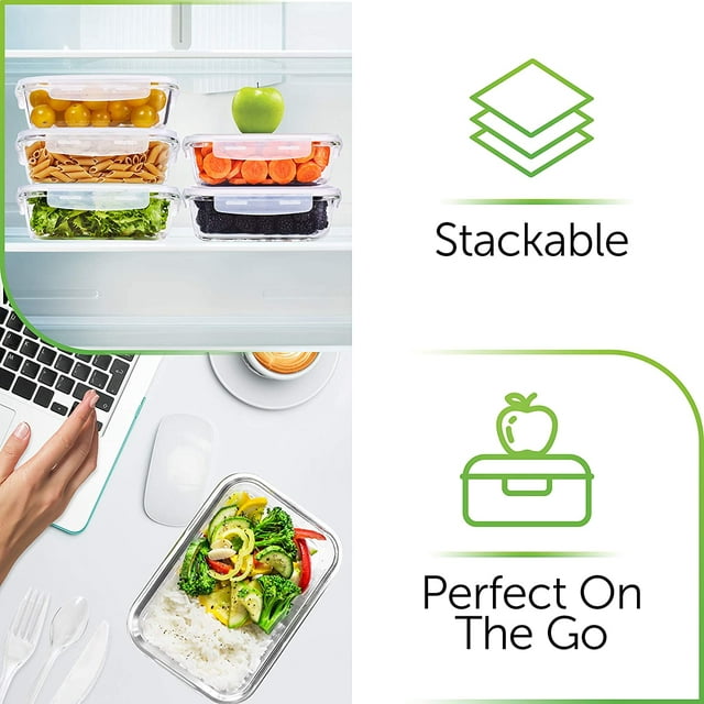 Prep Naturals - Glass Food Storage Containers - 8 Packs, 30 Oz