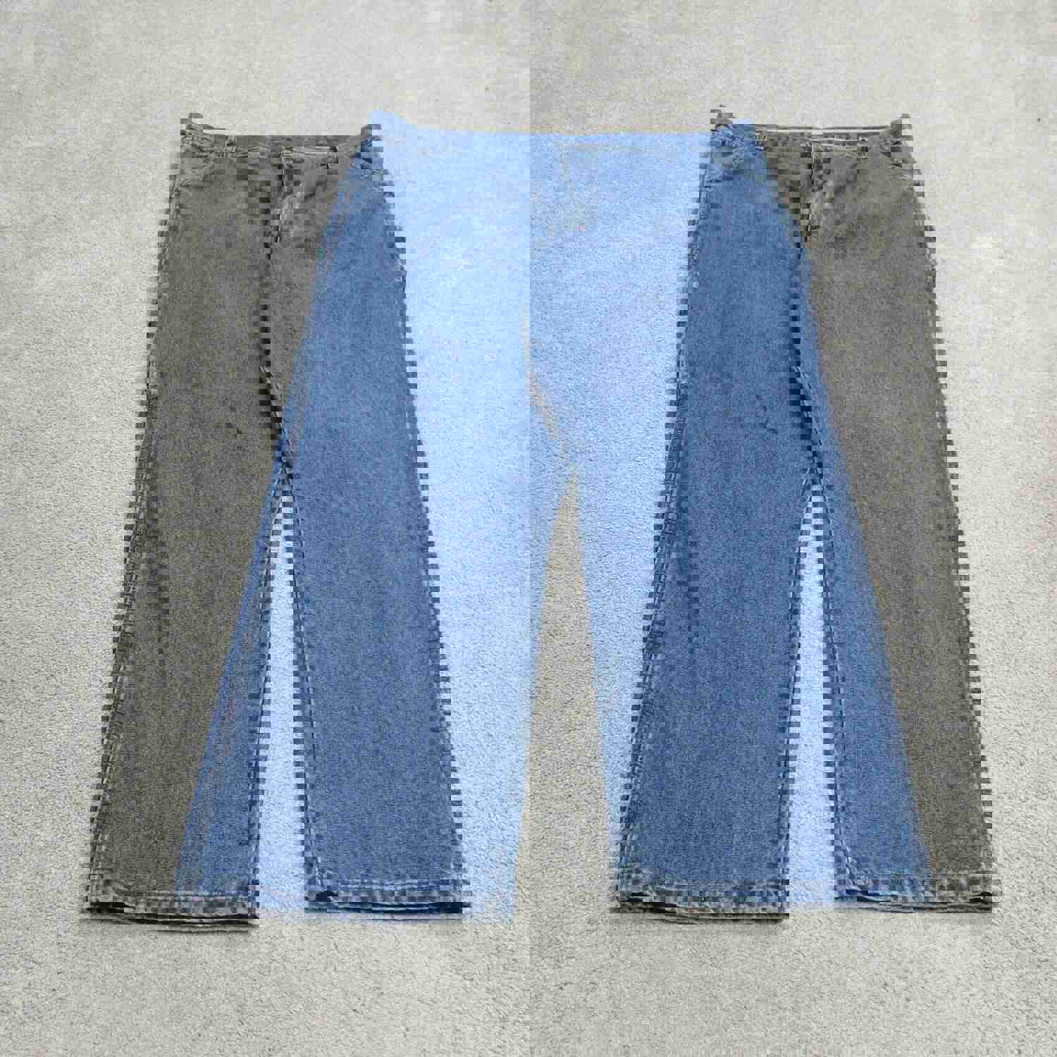 Wrangler Mens Blue Denim Wide Leg Jeans W40XL30 - Lightweight & High Rise