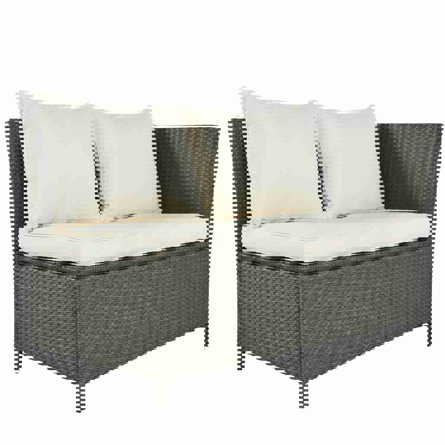 U_STYLE 6-Piece Outdoor Patio Furniture Set with Dining Table, Chairs, Bench, and Cushions