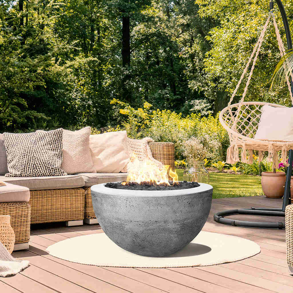 Moderno 3 Fire Bowl - Outdoor Gas Fire Pit with Lava Rocks