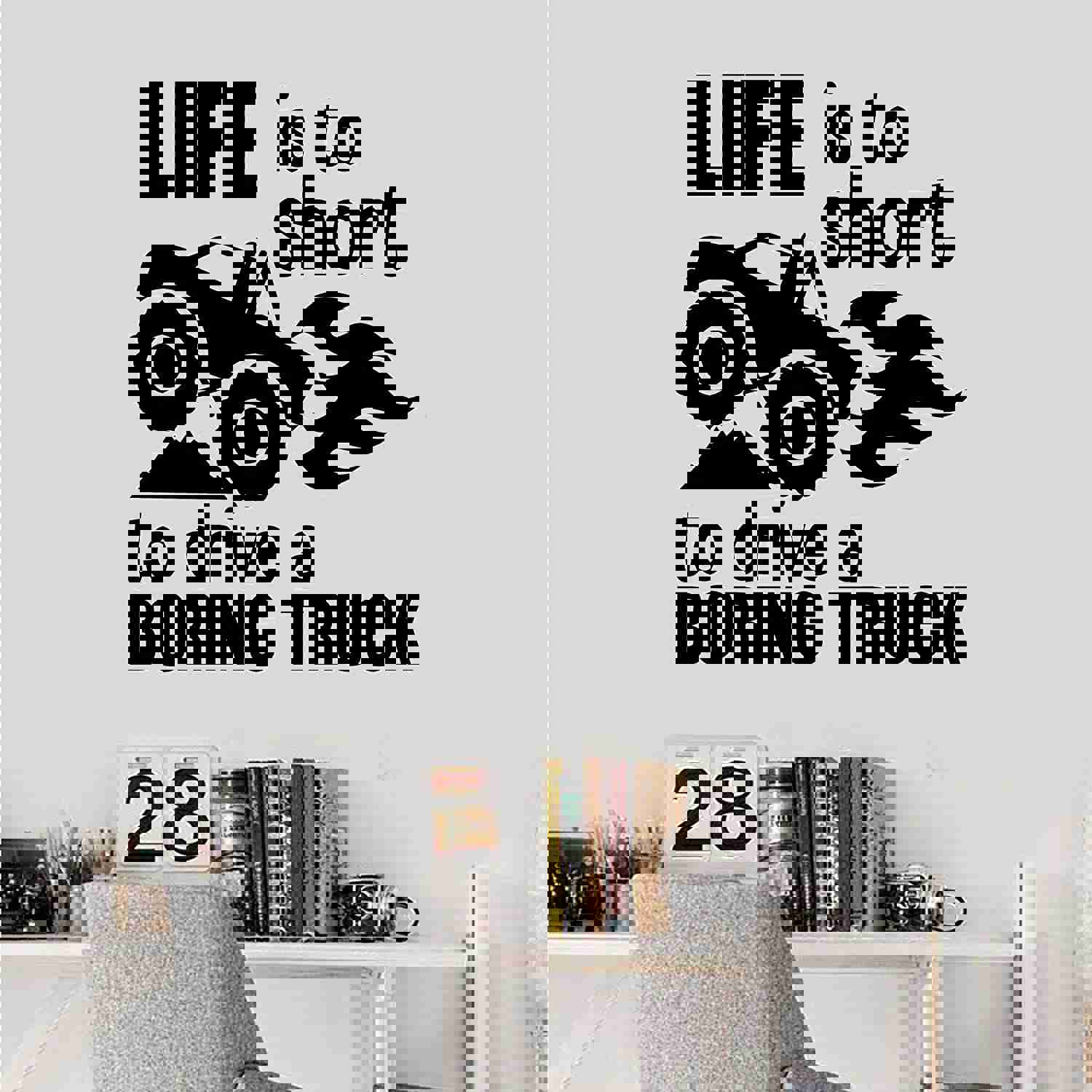 Trucks Vinyl Wall Sticker Wall Decal - Drive A Boring Truck Monster Truck Quotes Toy Car
