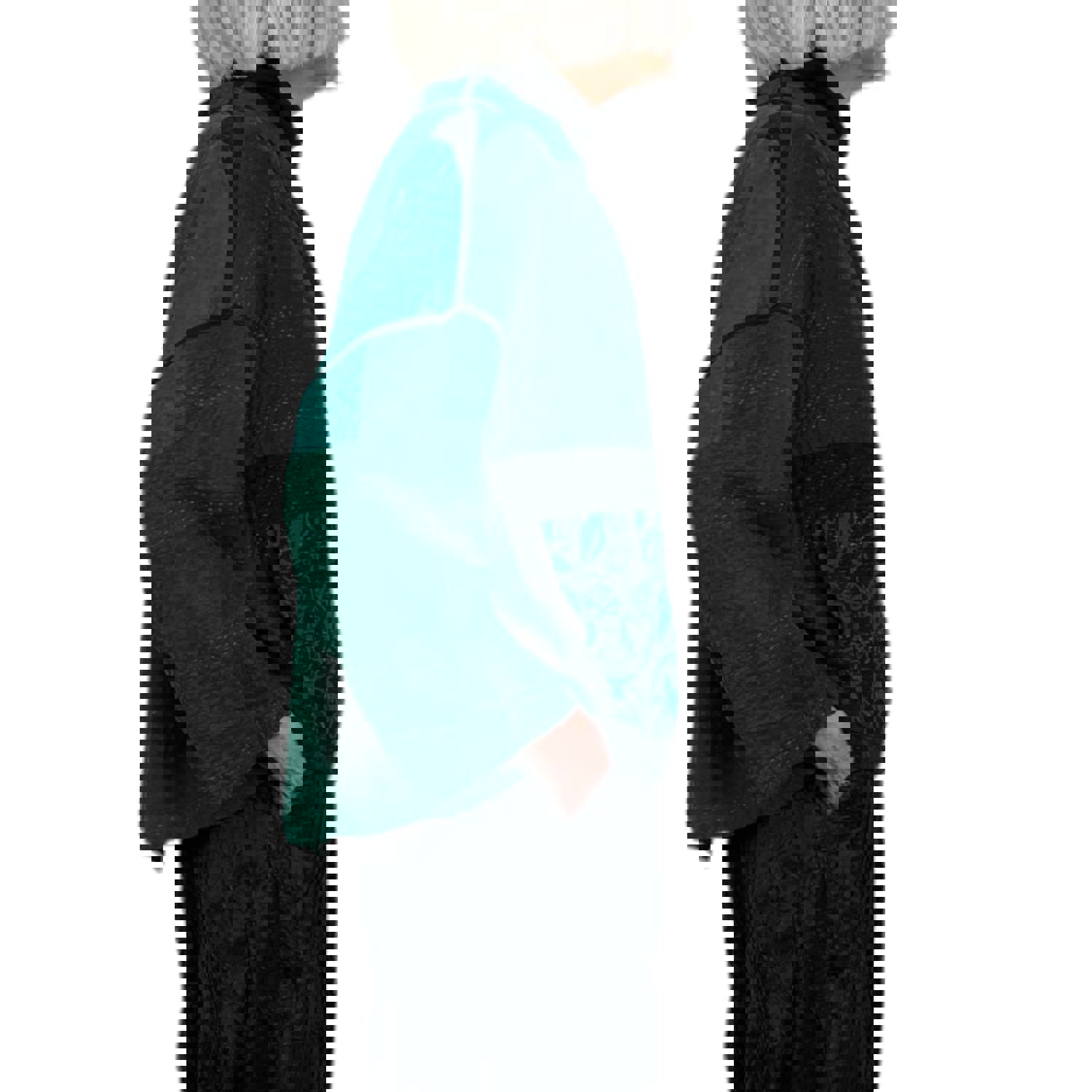 Reversible Stand Collar Crop Jacket - Mixed Silk & Cotton