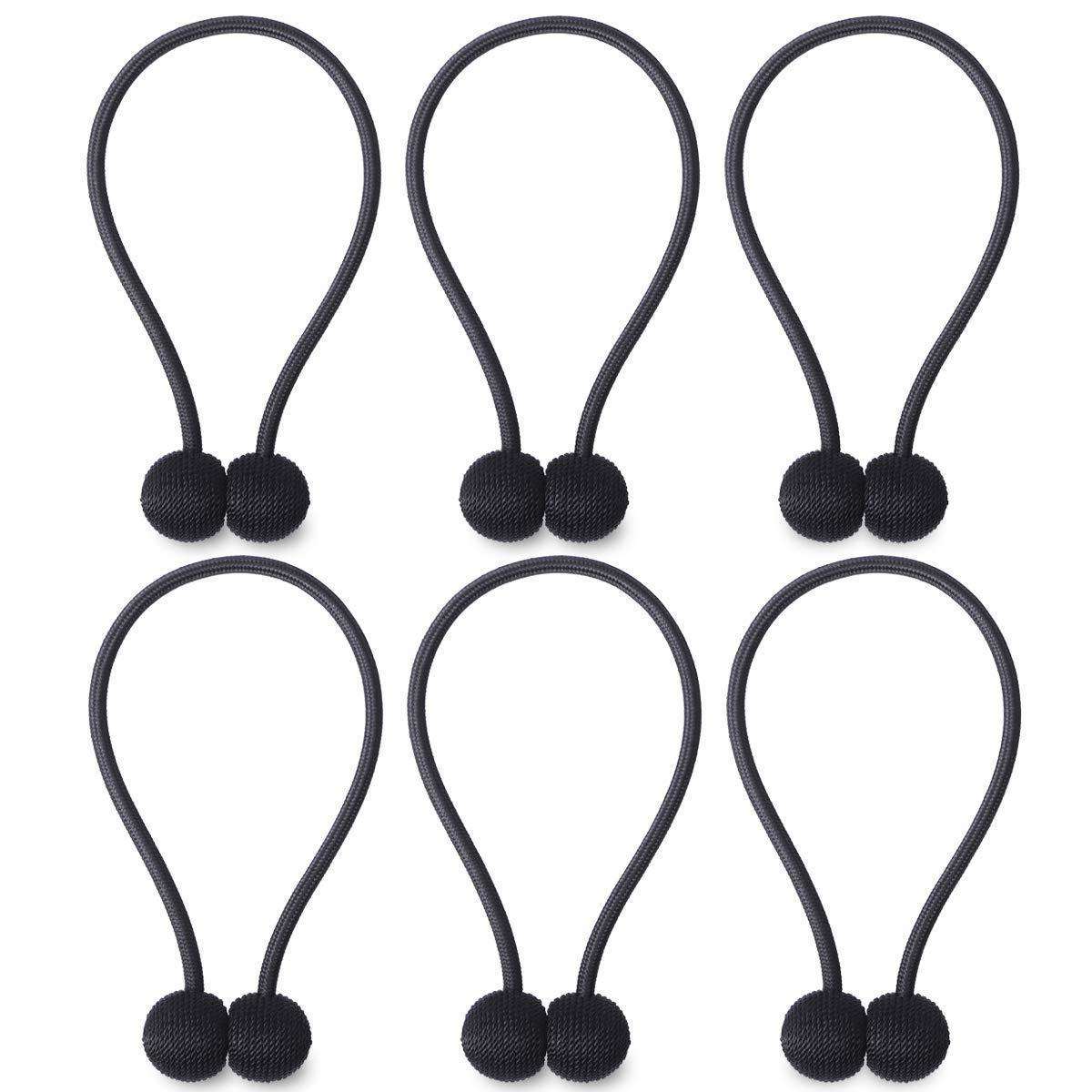 NZQXJXZ Magnetic Curtain Tiebacks - Decorative Weave Rope Clips for Window Panels (Pack of 6, Beige)
