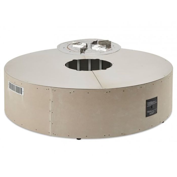 Outdoor Greatroom - 48 Round Ready-to-Finish Fire Pit Table Base with Aluminum Top, BI28DSING Burner, 2 Vents, DSI-CP Control Panel