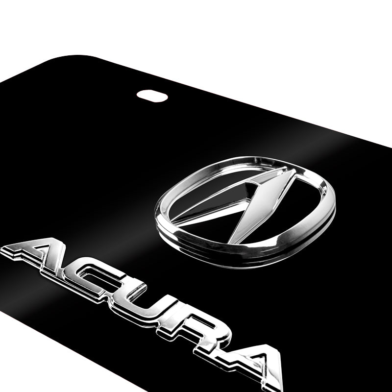 ACURA Stainless Steel Front Mirror Black/Chrome Finish 3D Dual License Plate Frame