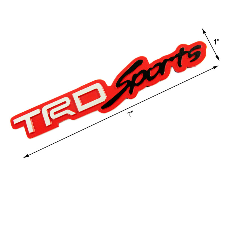 Toyota TRD Sports 3D Red Aluminum Emblem Decal x2 (18CM)
