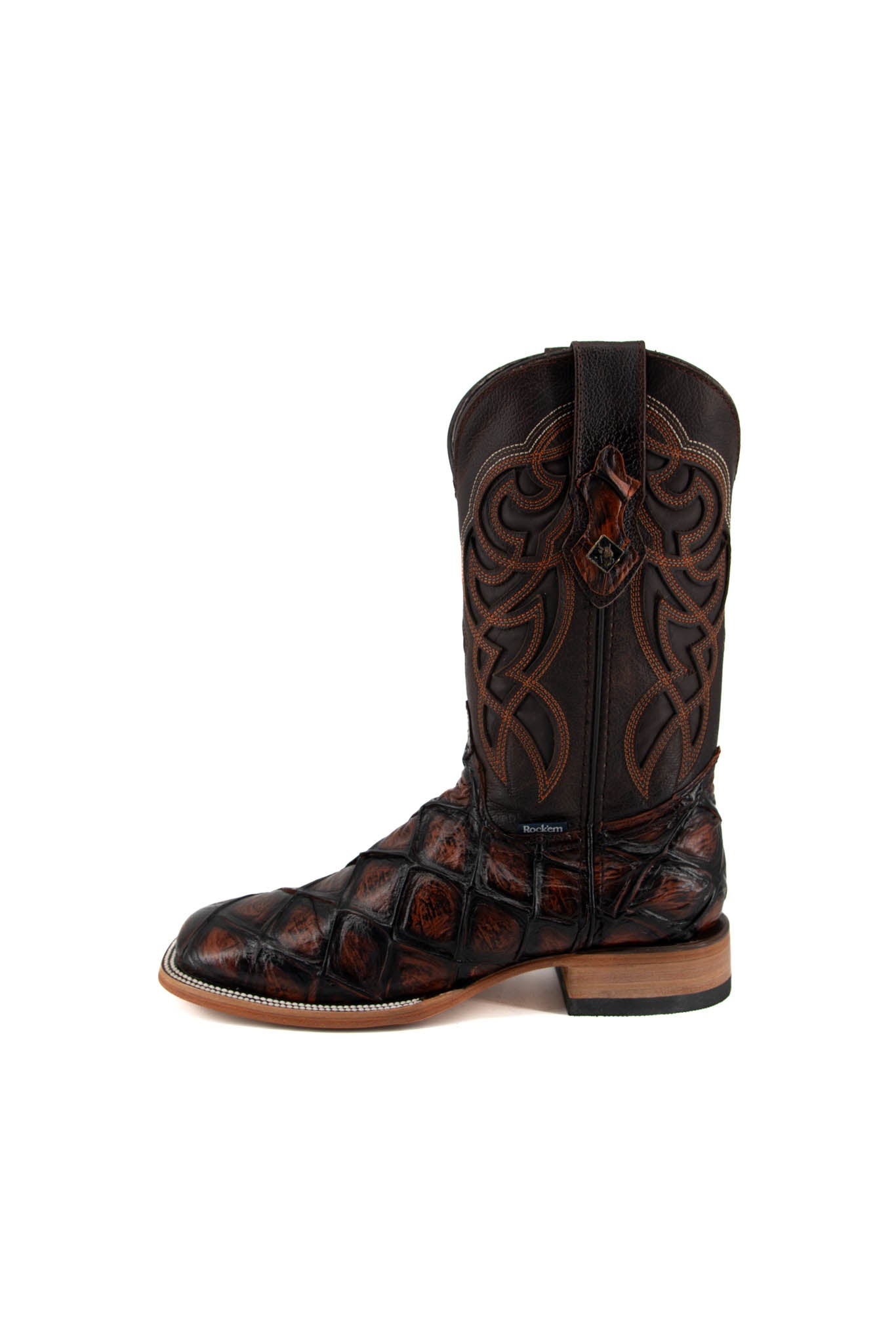 Imit. Pez Mar Y Tierra Square Toe Cowboy Boot - Genuine Leather