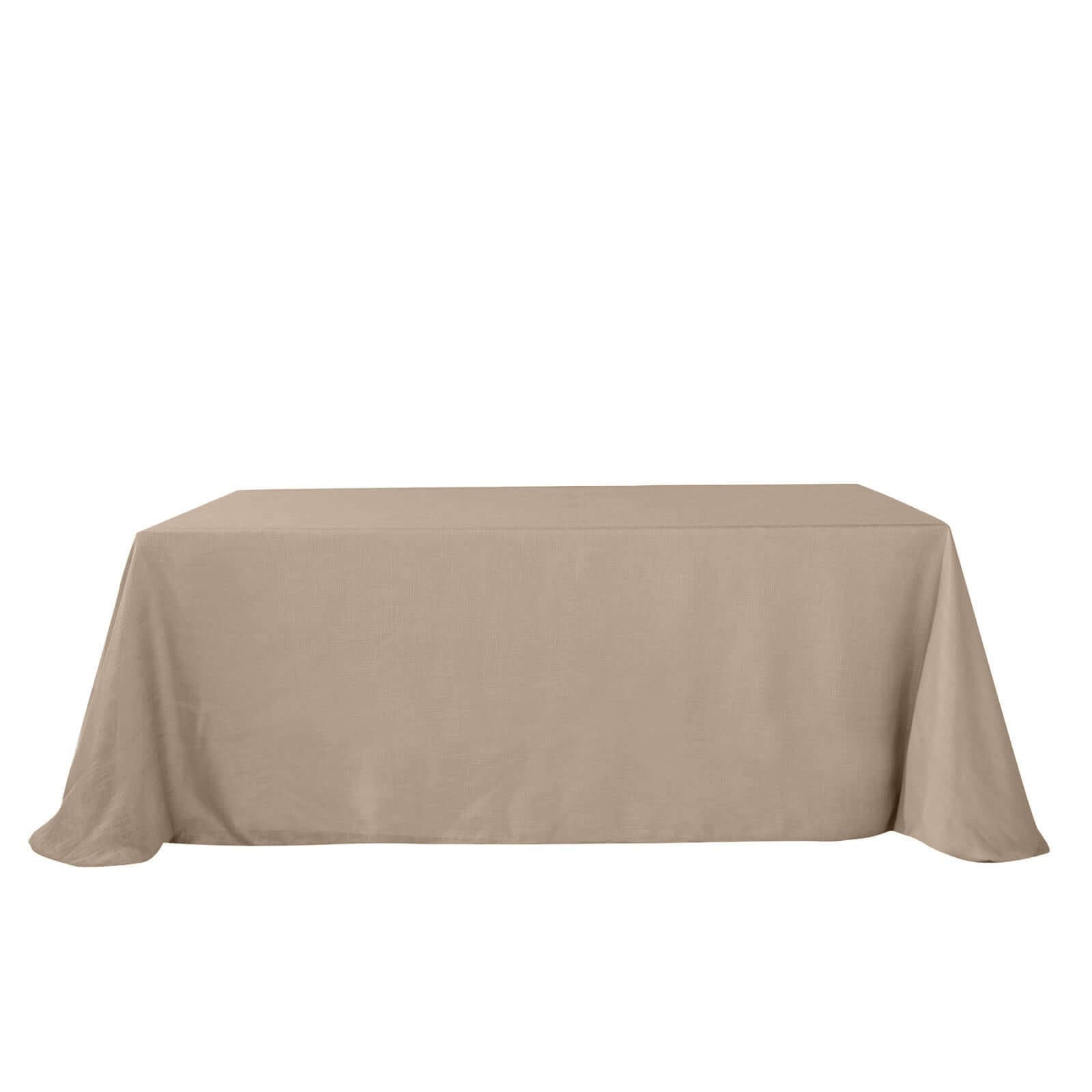 Taupe Seamless Rectangular Tablecloth - Linen Look, Wrinkle Resistant, 90x156