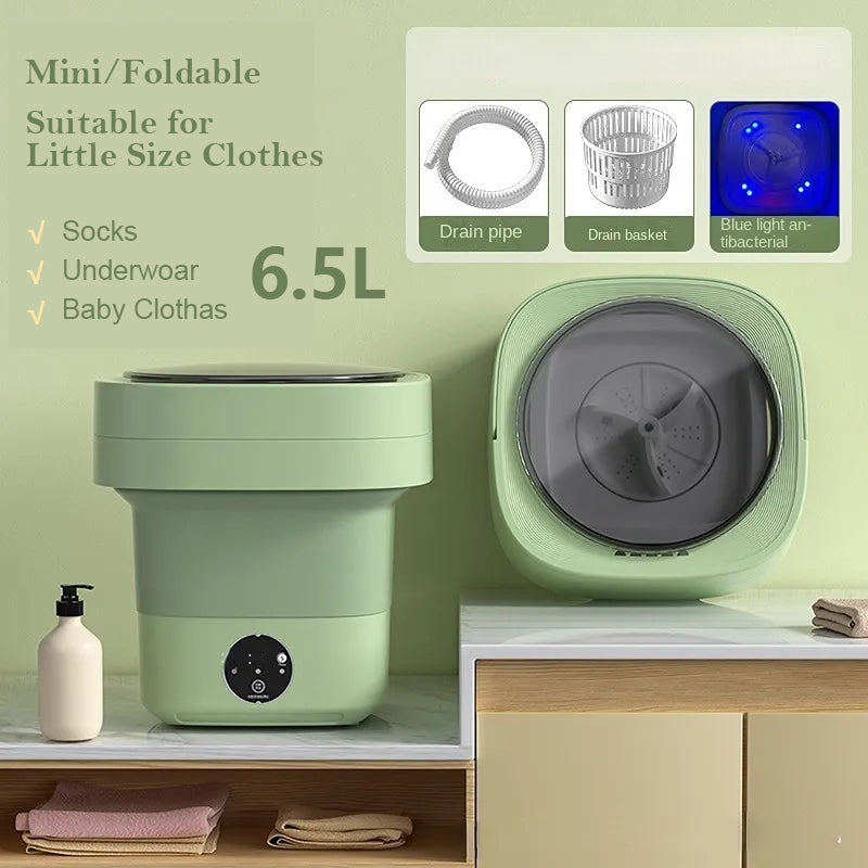Mini Foldable Washing Machine for Socks and Underwear with Spinning Dry Function
