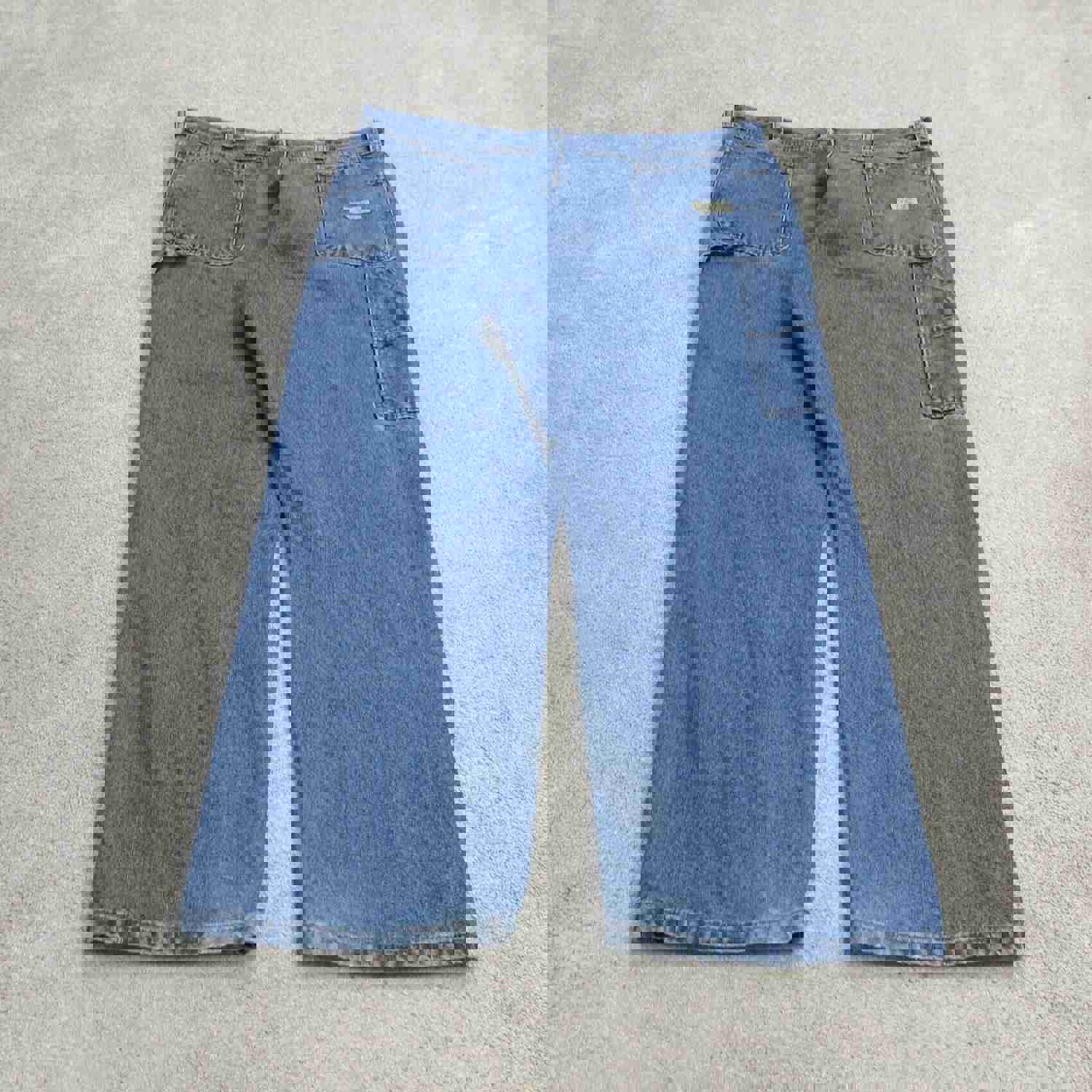 Wrangler Mens Blue Denim Wide Leg Jeans W40XL30 - Lightweight & High Rise