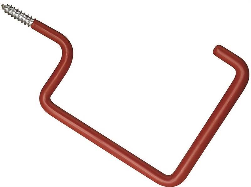 CRAWFORD SS17-25 Storage Hook, 50 lb Capacity, Screw Mounting, Steel with Vinyl Coating, Red