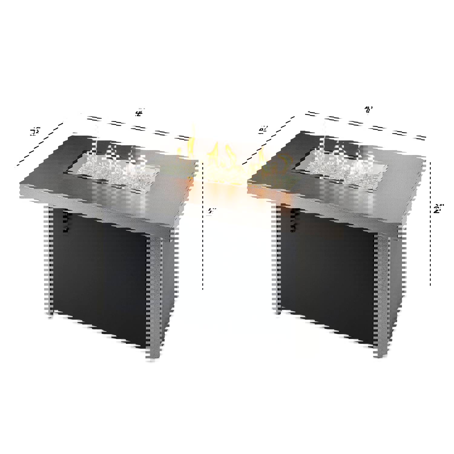 Caden Rectangular Gas Fire Pit Table - Modern Outdoor Patio Decor