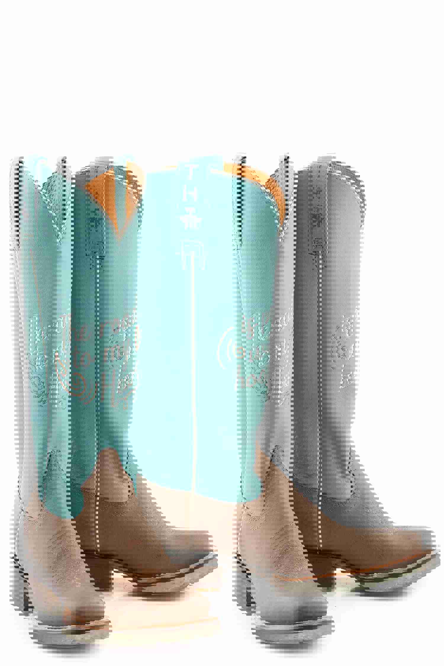 Women's Tin Haul Cowgirls Motto Western Square Toe Boot with Lug Sole