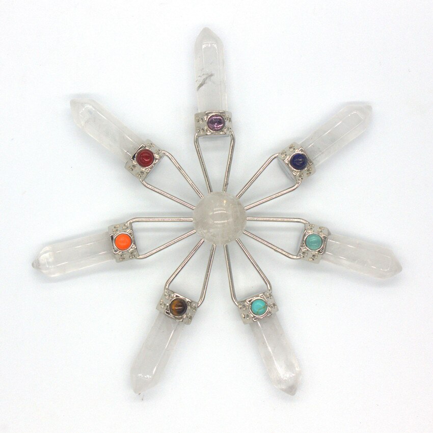 Natural Gnergy Gemstone Silver Plated Purple Amethysts Rock Crystal Energy Converter Charka Pendant Rose Pink Quartz Jewelry