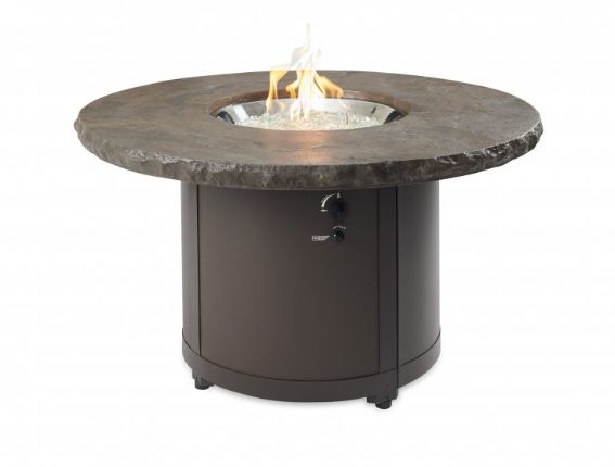 The Outdoor Greatroom Marbleized Noche Beacon Round Gas Fire Pit Table