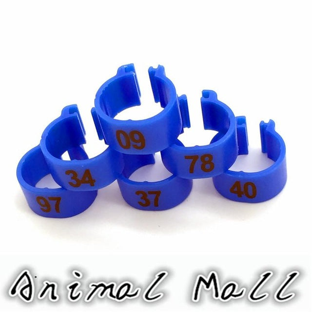 100 Pcs Digital Foot Ring for Pet Birds - 10 Colors