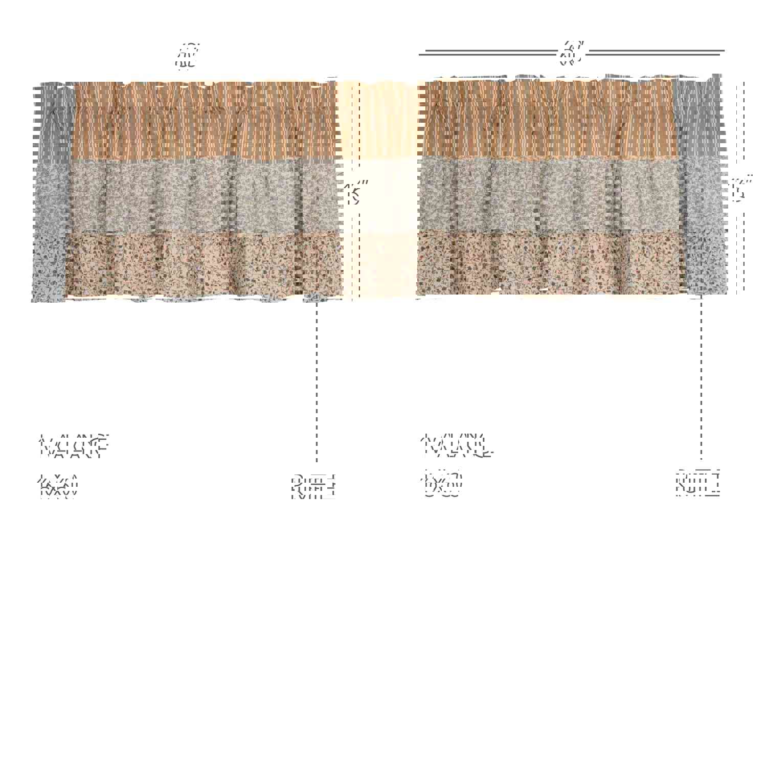 Farmhouse Valance Kaila Ticking Stripe Ruffled Window Curtain