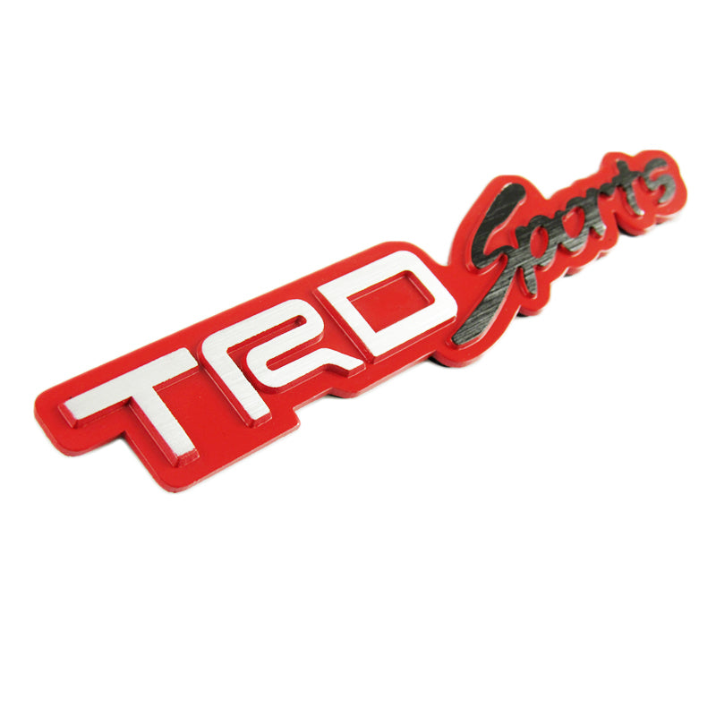Toyota TRD Sports 3D Red Aluminum Emblem Decal x2 (18CM)