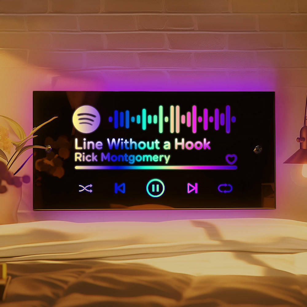 Scannable Spotify Code Mirror Light Marquee Wall Art - Colorful LED Personalized Name Mirror Gift
