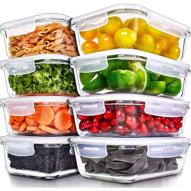 Prep Naturals - Glass Food Storage Containers - 8 Packs, 30 Oz
