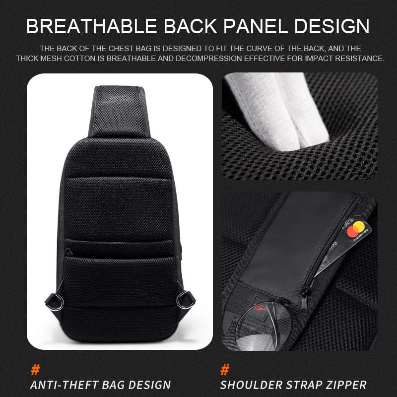 Men's Anti-Theft Sling Crossbody Bag with TSA Lock & USB Charging