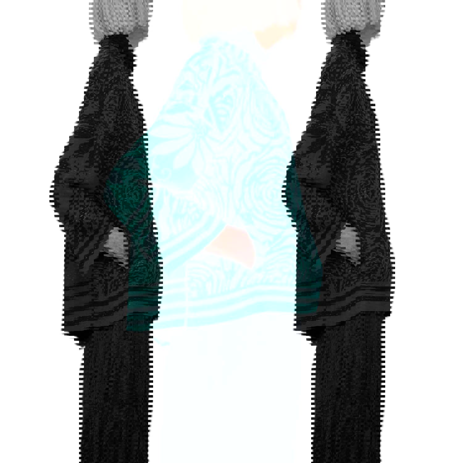 Reversible Stand Collar Crop Jacket - Mixed Silk & Cotton