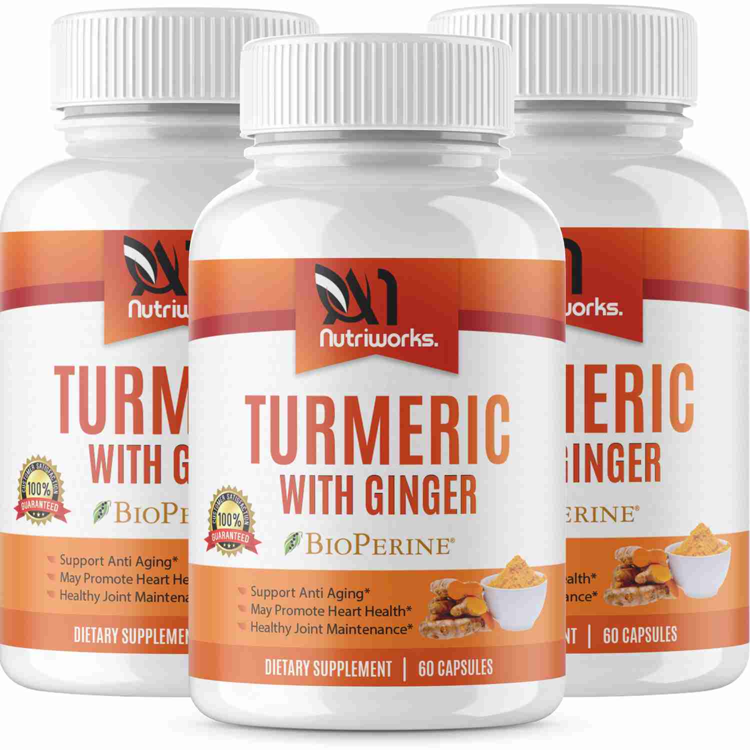 3 Month Supply - Turmeric Curcumin With Ginger And Bioperine - Supports Joint Health, Anti-Aging & More