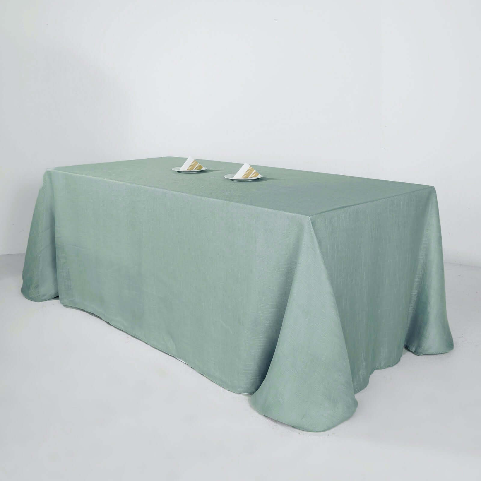 Dusty Blue Seamless Rectangular Tablecloth - Linen Look, Wrinkle Resistant 90x132