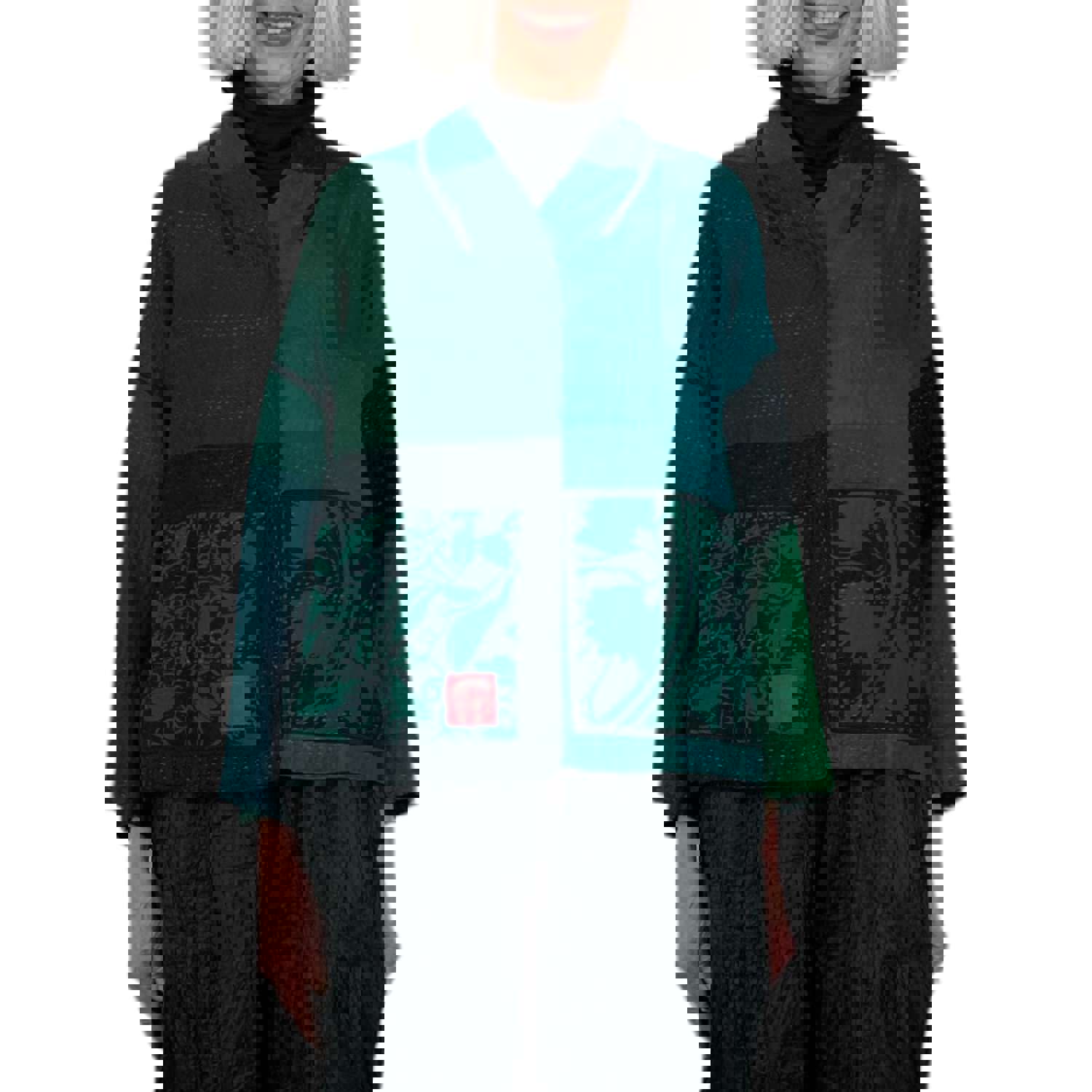 Reversible Stand Collar Crop Jacket - Mixed Silk & Cotton