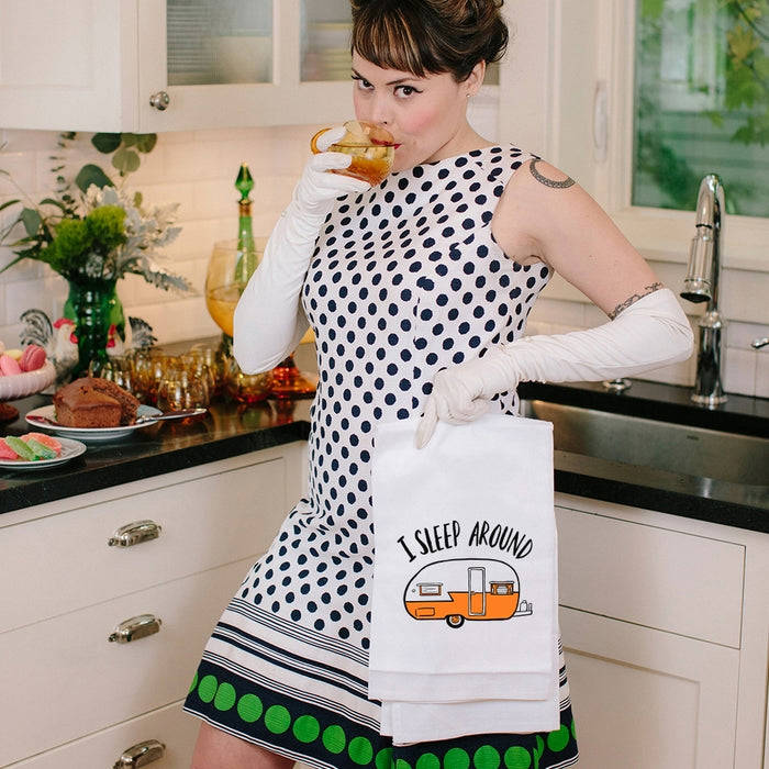 I Sleep Around Kitchen Towel - Humorous and Absorbent Dish Towel