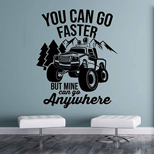 Trucks Vinyl Wall Sticker Wall Decal - Can Go Anywhere Monster Truck Quotes Wheels Toy Car