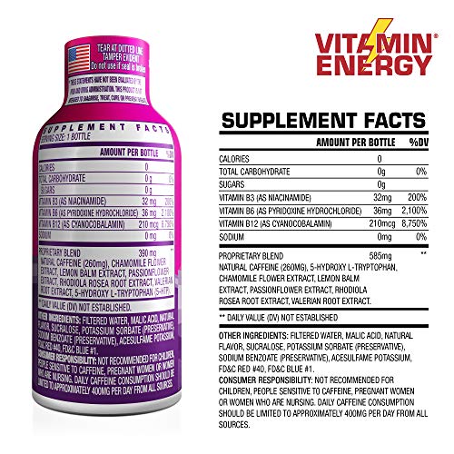 (48 Pack) VitaminEnergy™ Mood+ Keto Energy Shots, Grape Flavor, 7+ Hours Lasting Energy with Anxiety Relief & Mood Boost