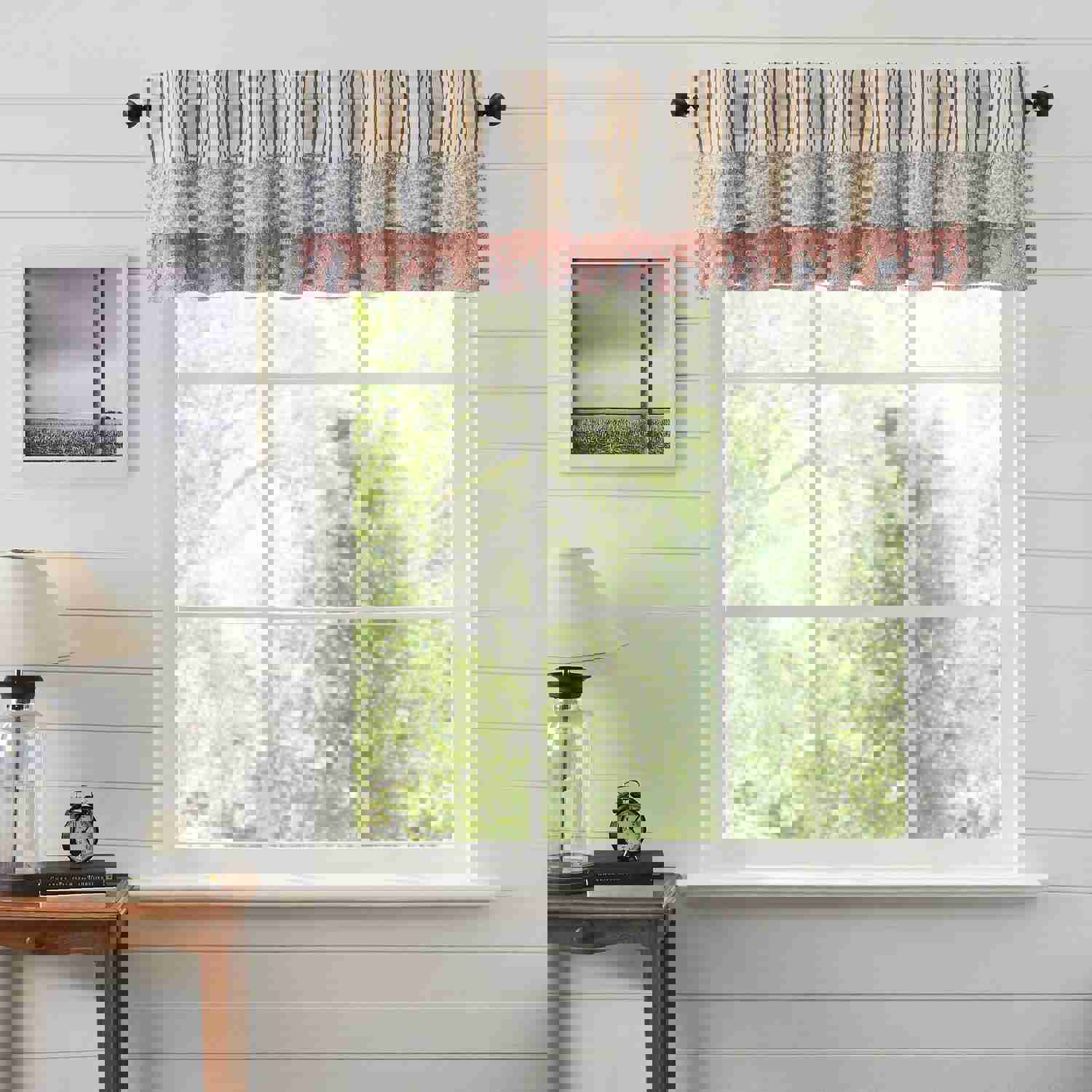 Farmhouse Valance Kaila Ticking Stripe Ruffled Window Curtain