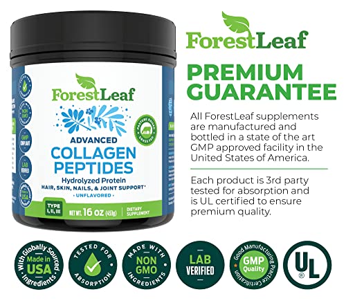 Advanced Hydrolyzed Collagen Peptides - Unflavored Protein Powder for Joints and Bones
