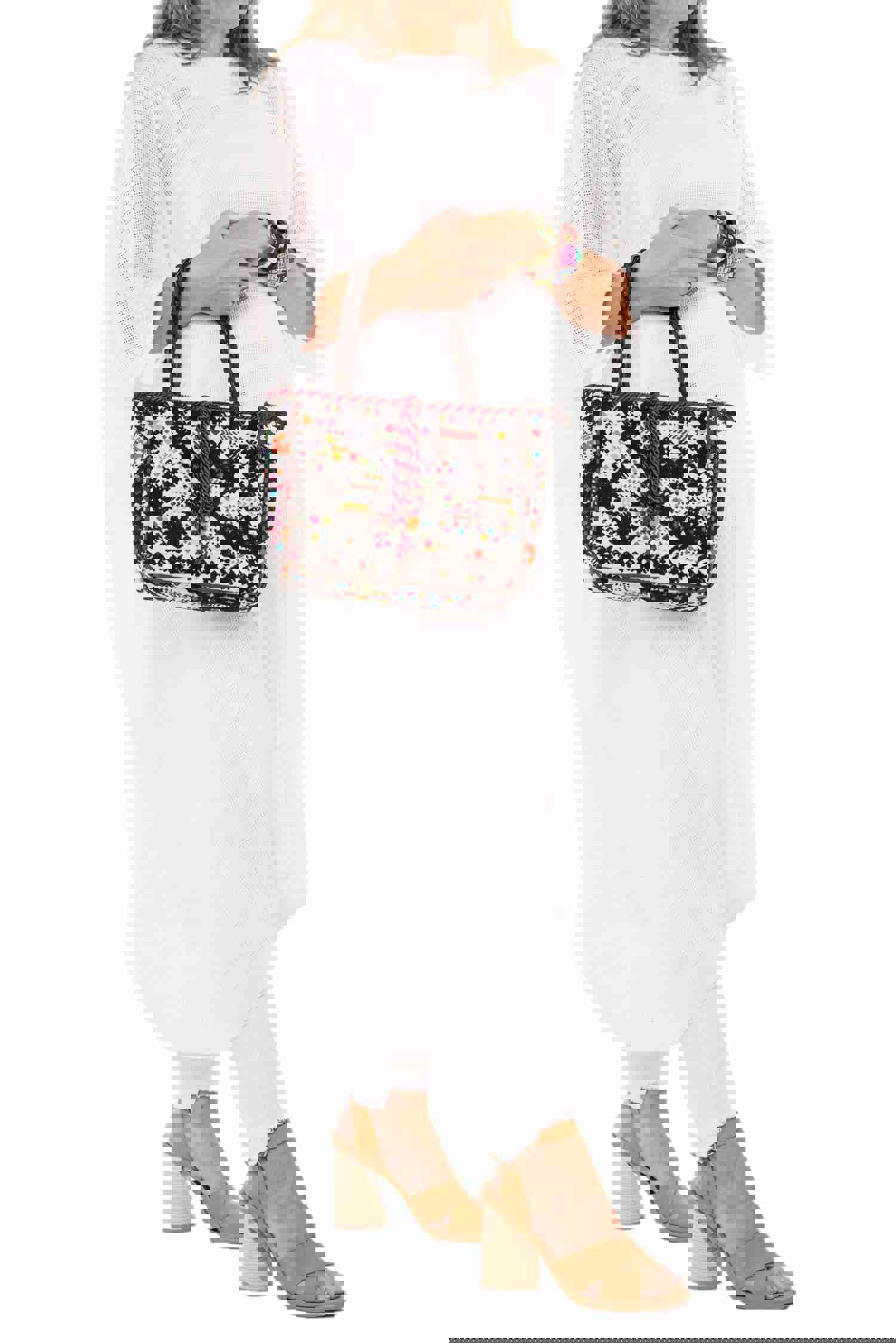 Animalitas Italian Leather and Guatemalan Textile Purse - Handcrafted Unique Style