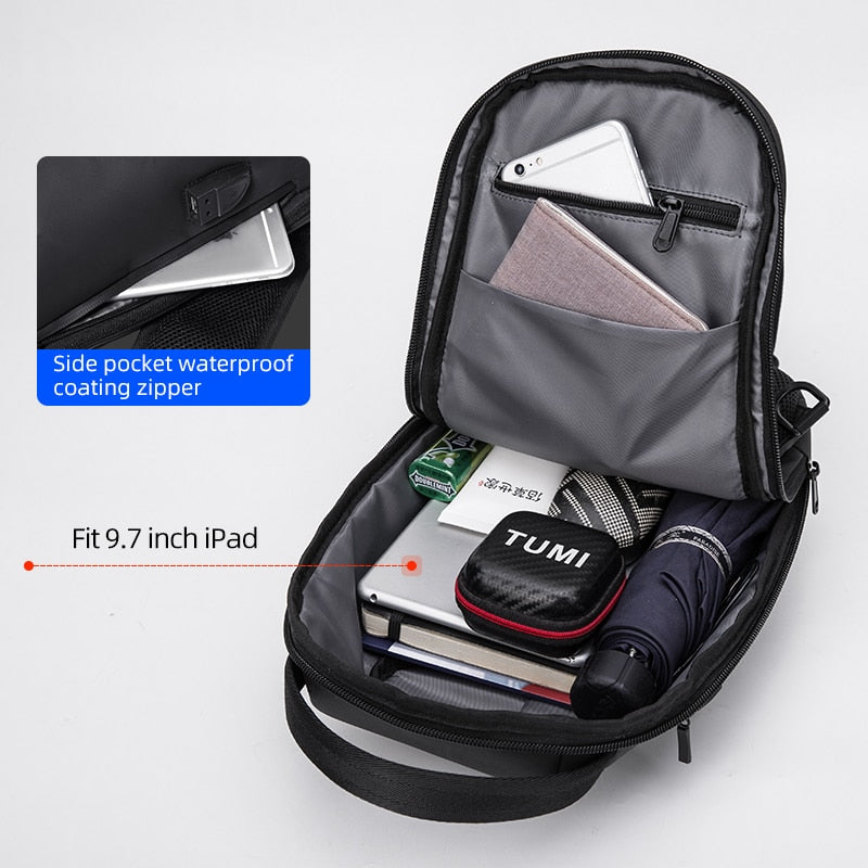 Men's Anti-Theft Sling Crossbody Bag with TSA Lock & USB Charging