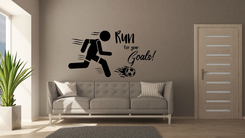 Soccer Quotes Vinyl Wall Art Sticker Decal - Run For Your Goals