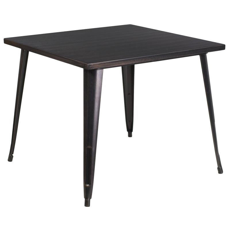 CH-51050-29 Flash Furniture Parker Commercial Grade 35.5 Square Black-Antique Gold Metal Indoor-outdoor Table