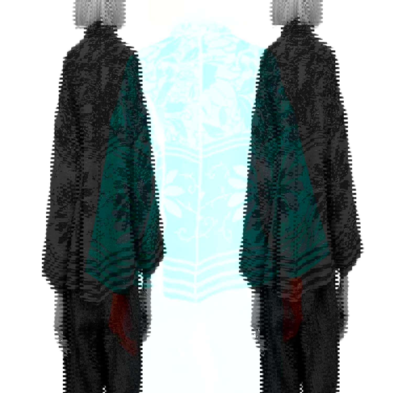 Reversible Stand Collar Crop Jacket - Mixed Silk & Cotton