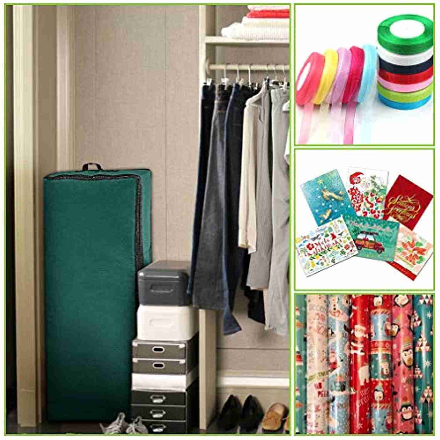 Primode Storage Organizer for 40 Inch Wrapping Paper, Ribbon and Bows - Durable 600D Oxford Material (Green)