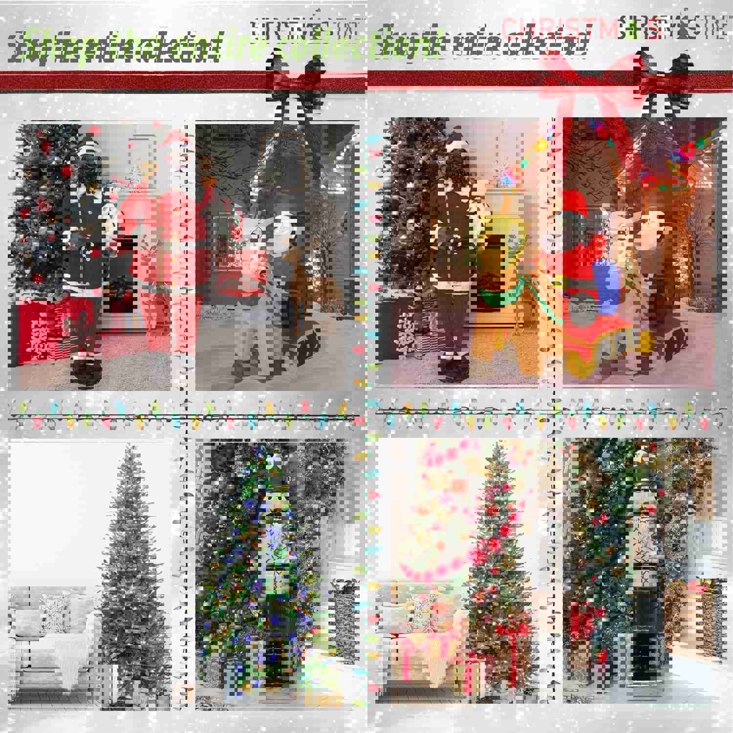 Christmas Time - 36-In. Greenland Artificial Holiday Wreath with Multi-Colored Battery-Operated LED String Lights