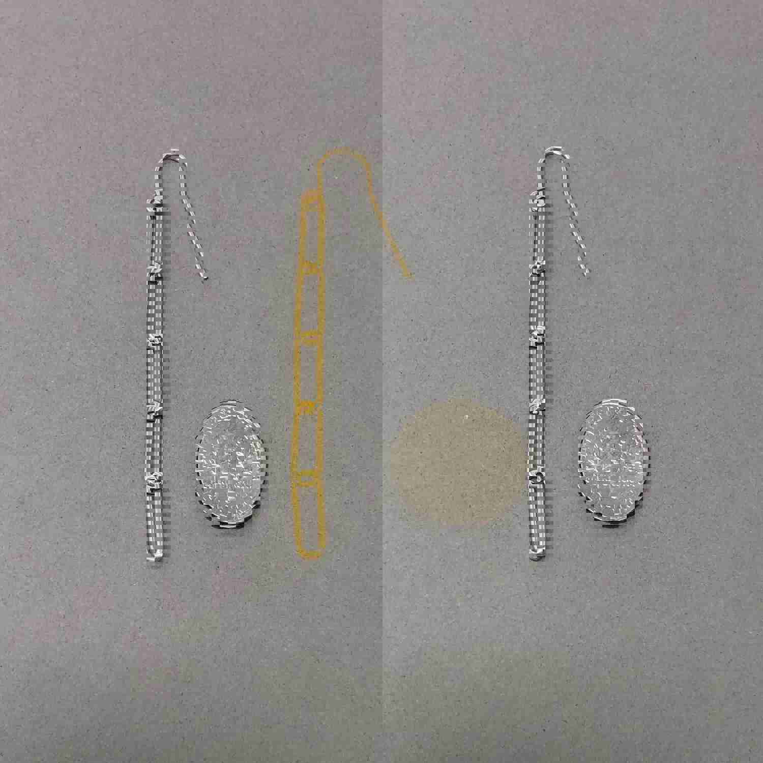 Gold Fill Long Rectangle Link Earrings