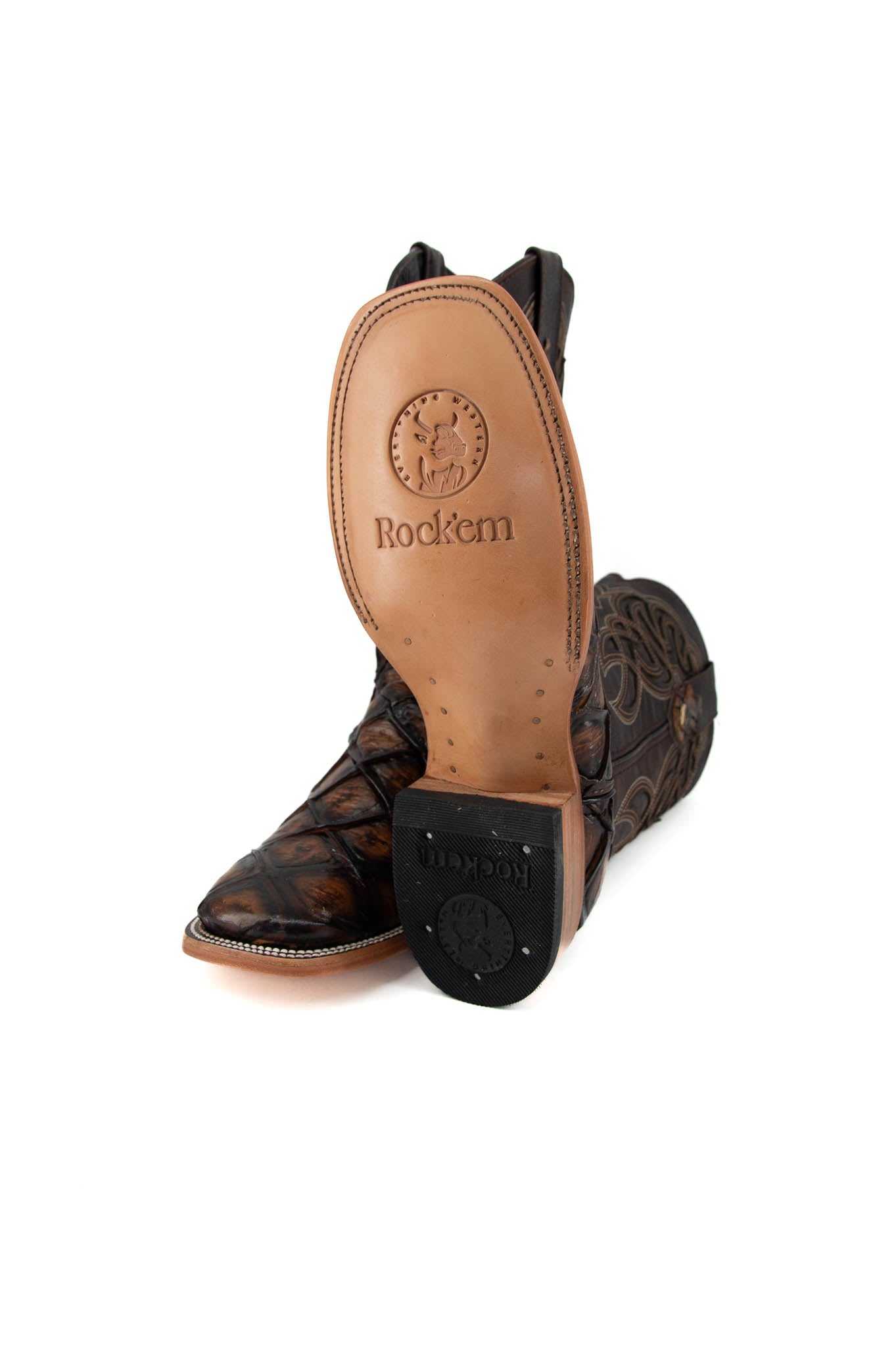 Imit. Pez Mar Y Tierra Square Toe Cowboy Boot - Genuine Leather