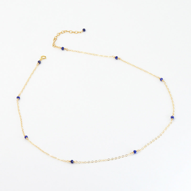 Handmade 14K Gold Faceted Lapis Lazuli Bead Pendant Necklace for Women