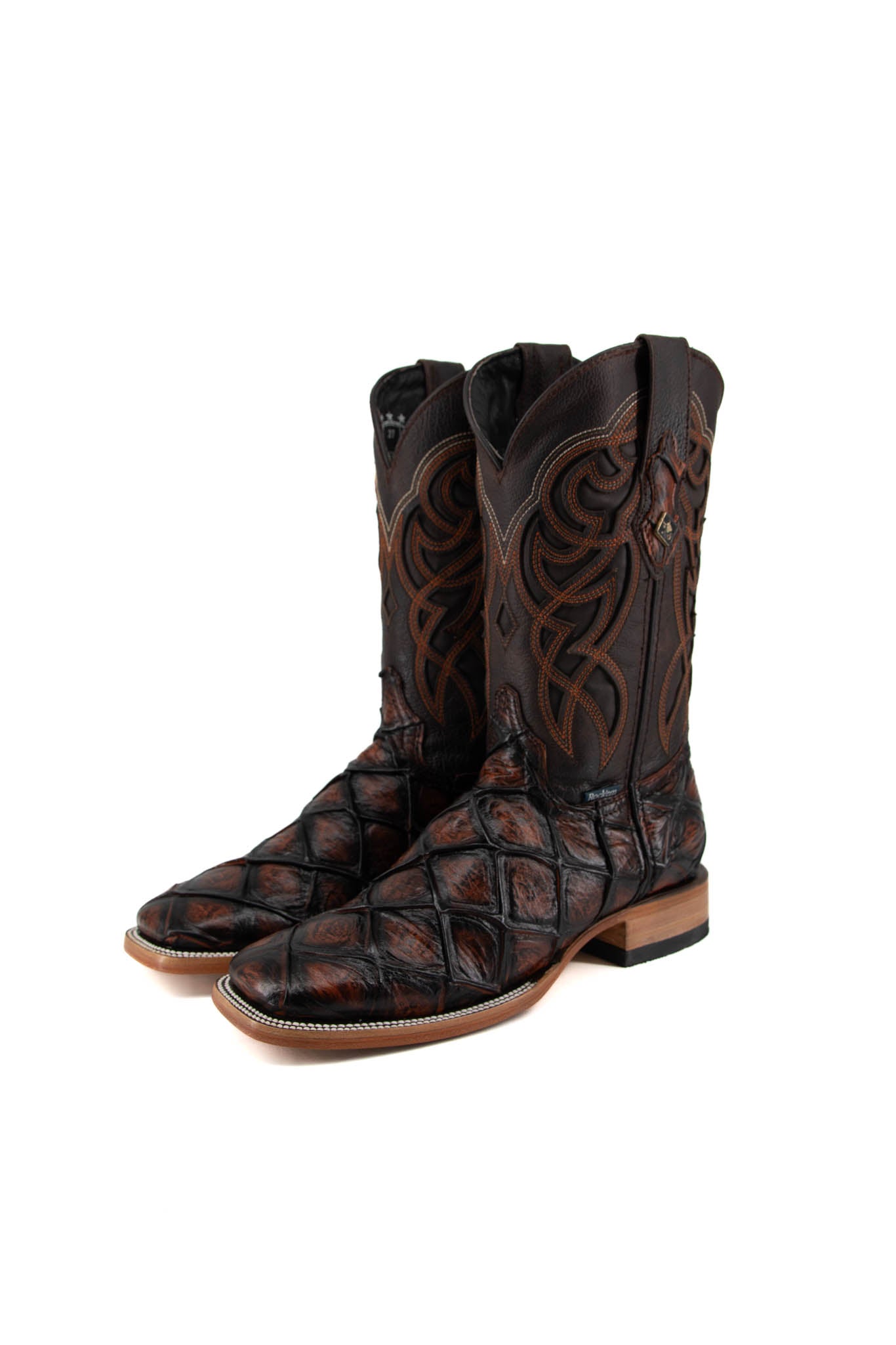 Imit. Pez Mar Y Tierra Square Toe Cowboy Boot - Genuine Leather
